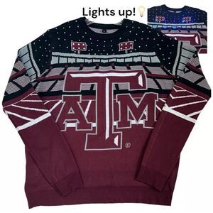 Texas A&M Aggies College Football Ugly Christmas Sweater Lights Up Size XL Party